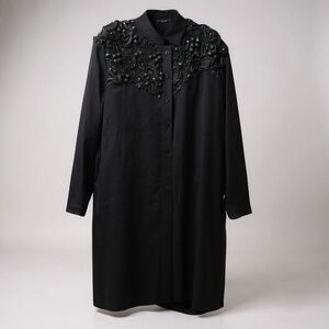 Vintage Lims women's One Size Black Dress Blouse crochet embellished studs‎